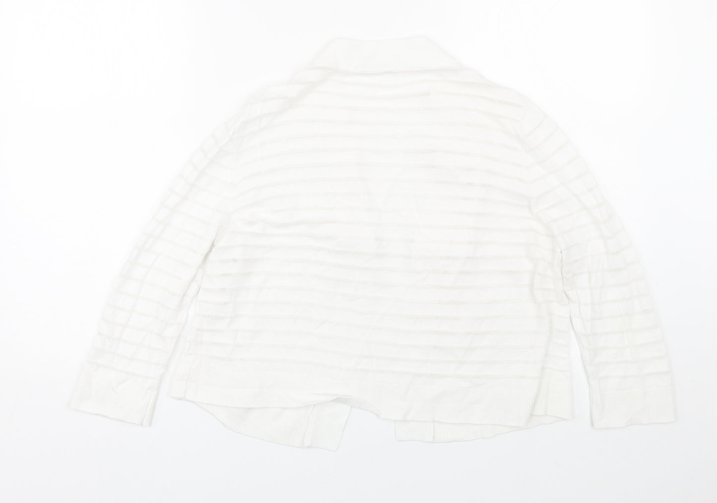TU Womens White Striped  Cardigan Jumper Size 12
