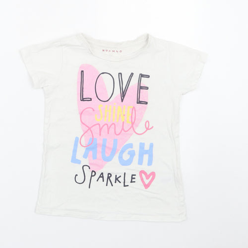Nutmeg Girls White   Basic T-Shirt Size 8-9 Years