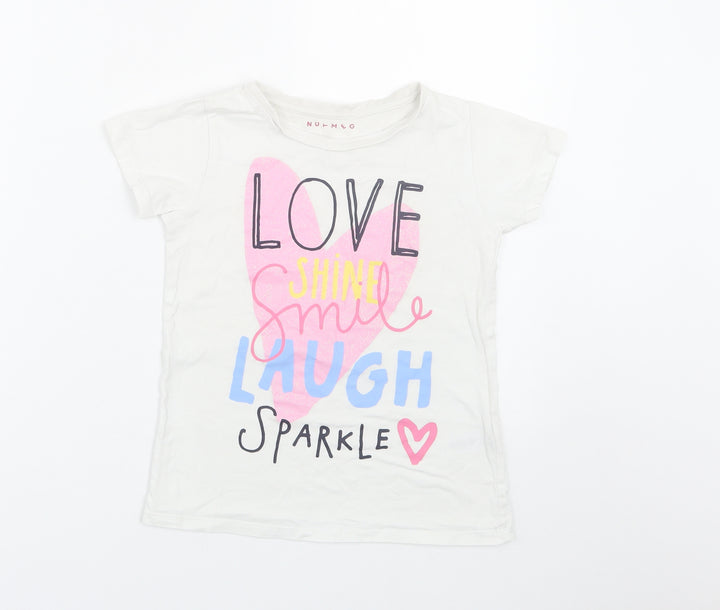 Nutmeg Girls White   Basic T-Shirt Size 8-9 Years