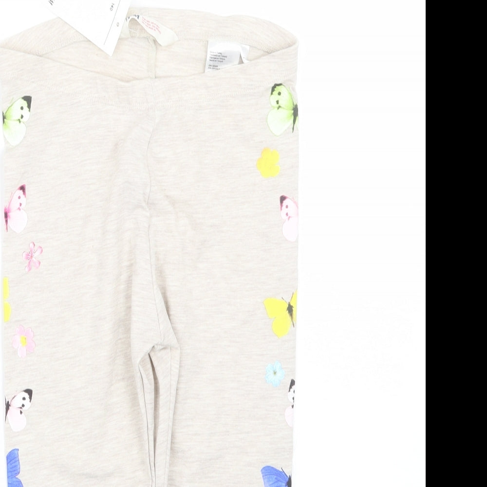 H&M Girls Beige Animal Print  Cropped Trousers Size 9-10 Years - Leggings