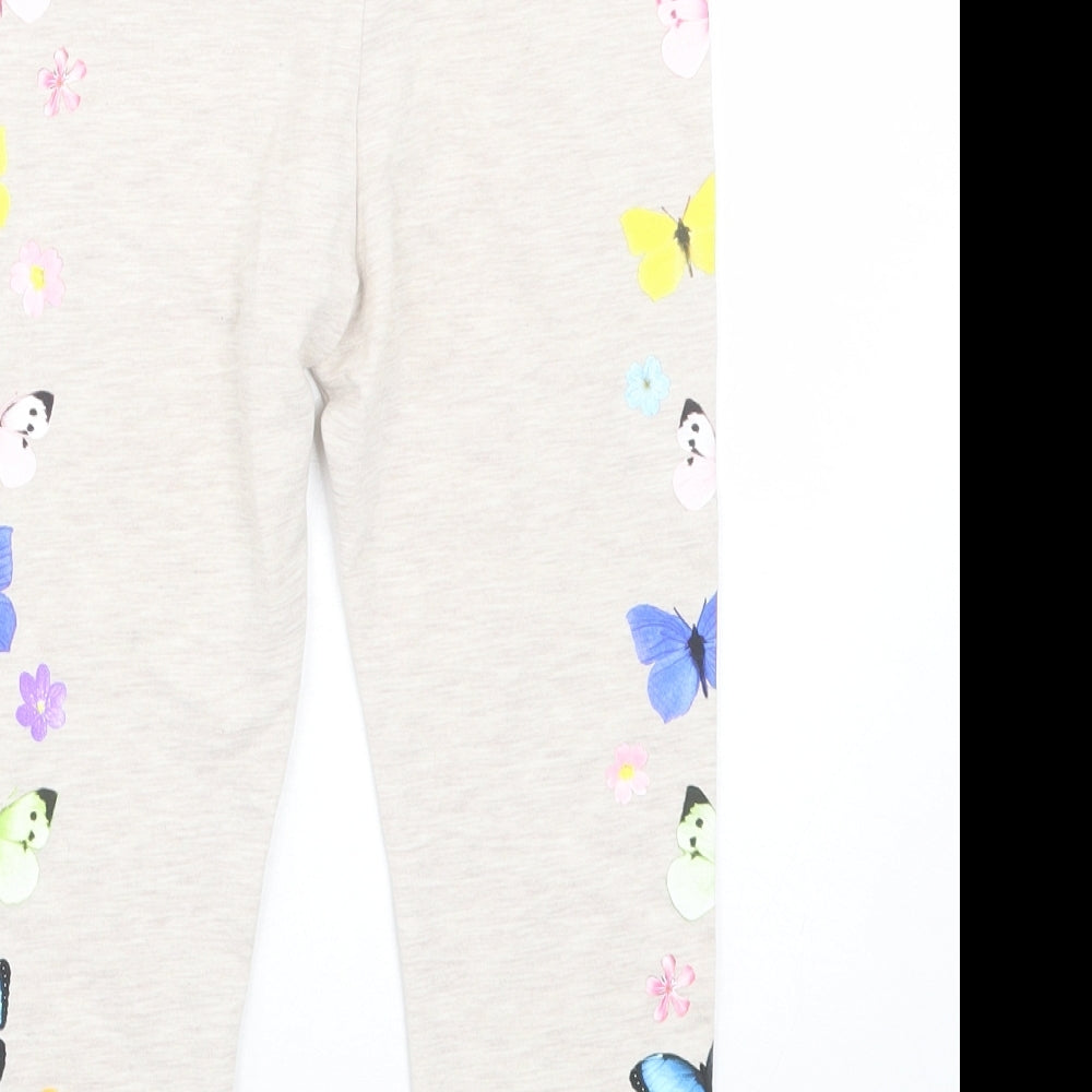 H&M Girls Beige Animal Print  Cropped Trousers Size 9-10 Years - Leggings
