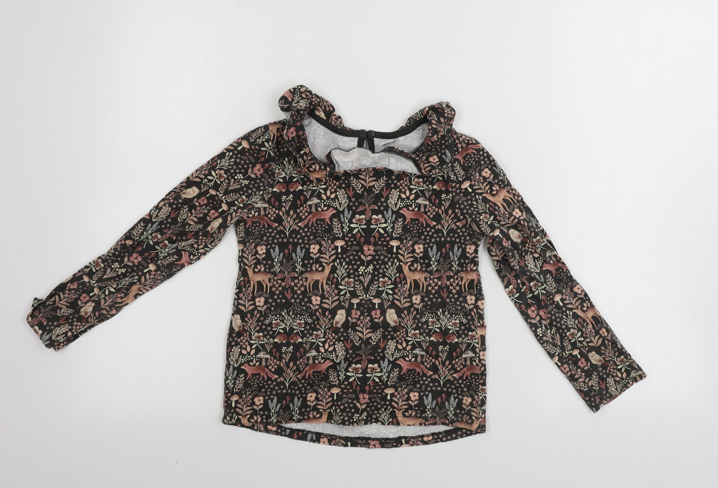 TU Girls Brown Animal Print  Basic T-Shirt Size 6-7 Years
