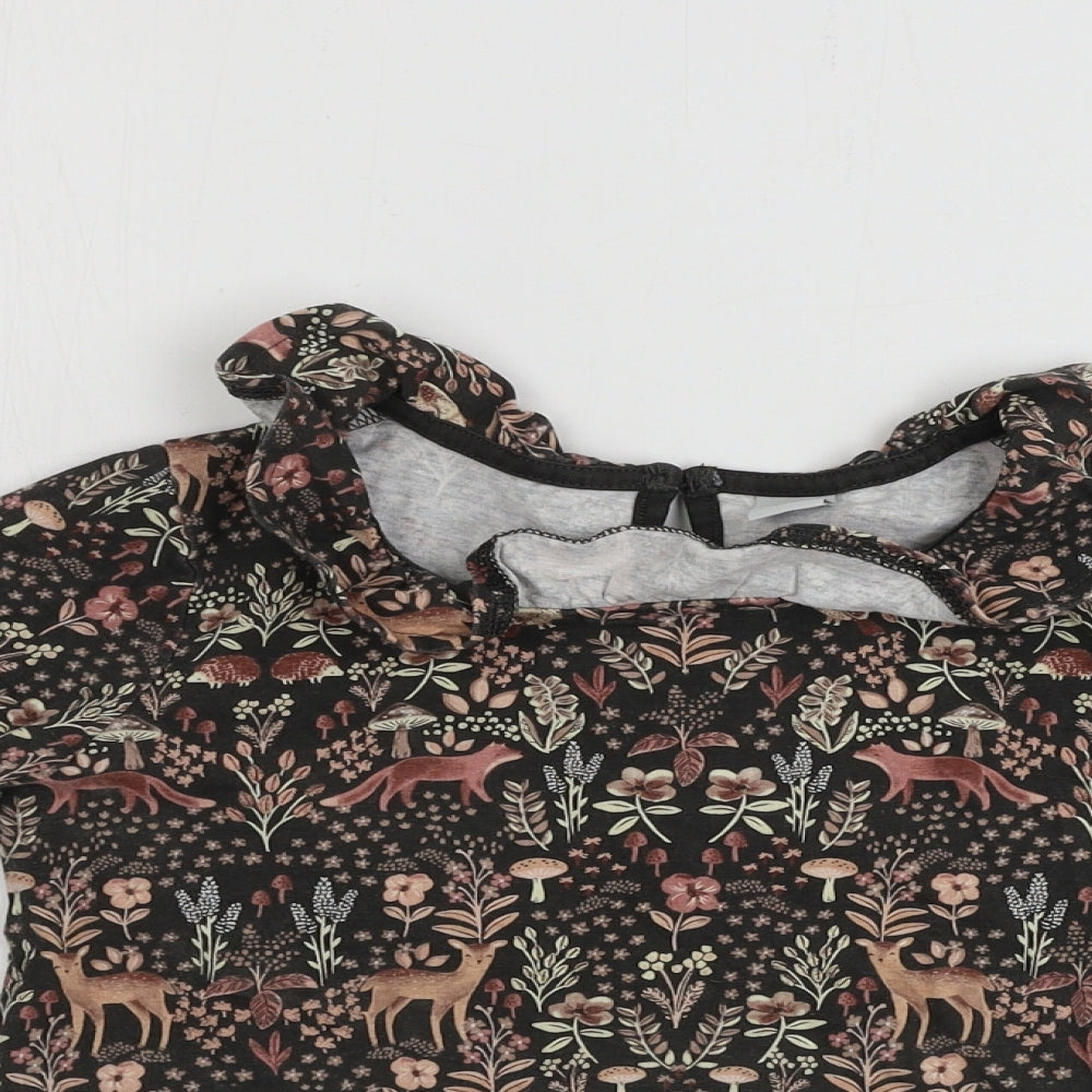 TU Girls Brown Animal Print  Basic T-Shirt Size 6-7 Years