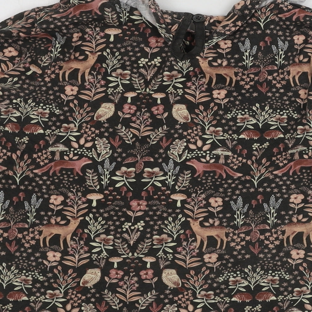 TU Girls Brown Animal Print  Basic T-Shirt Size 6-7 Years
