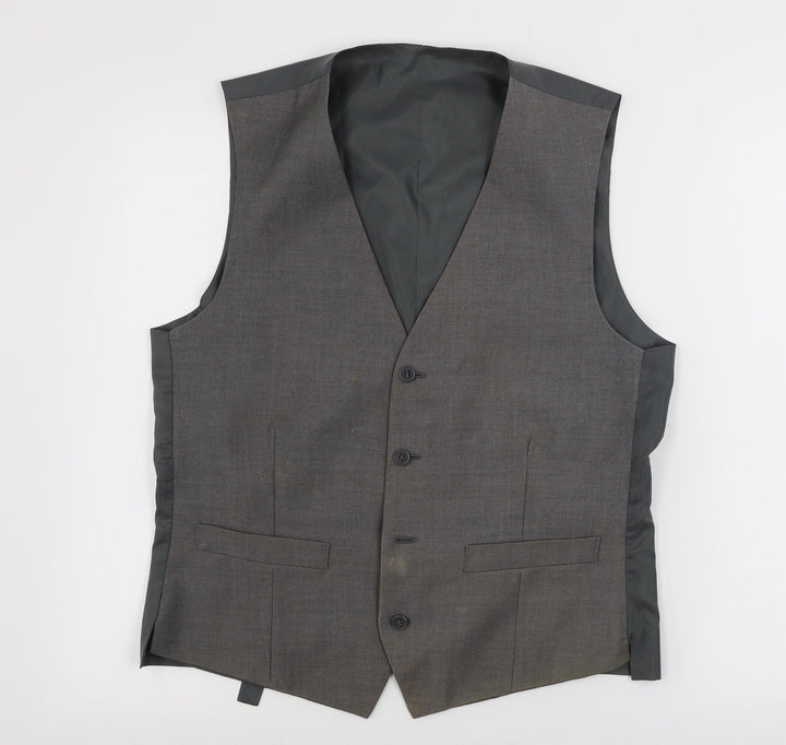 Burton Mens Grey Jacket Suit Waistcoat Size 38