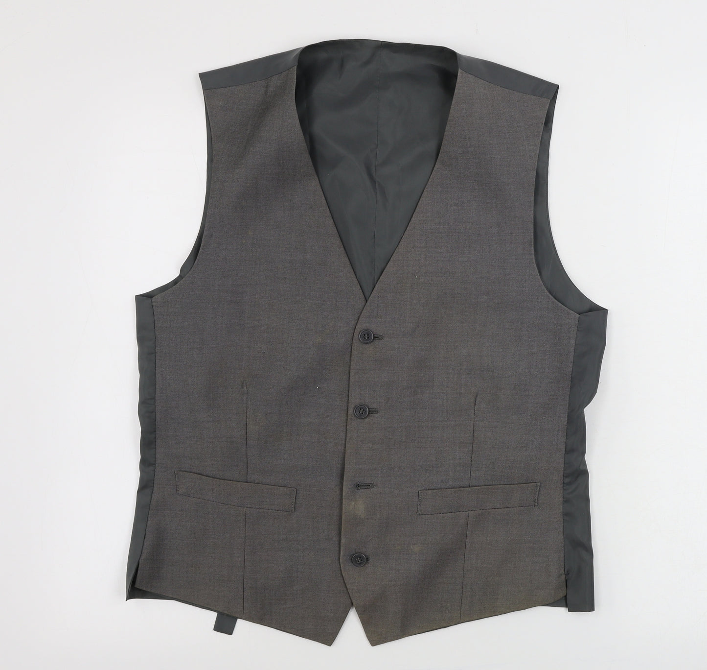 Burton Mens Grey   Jacket Suit Waistcoat Size 38