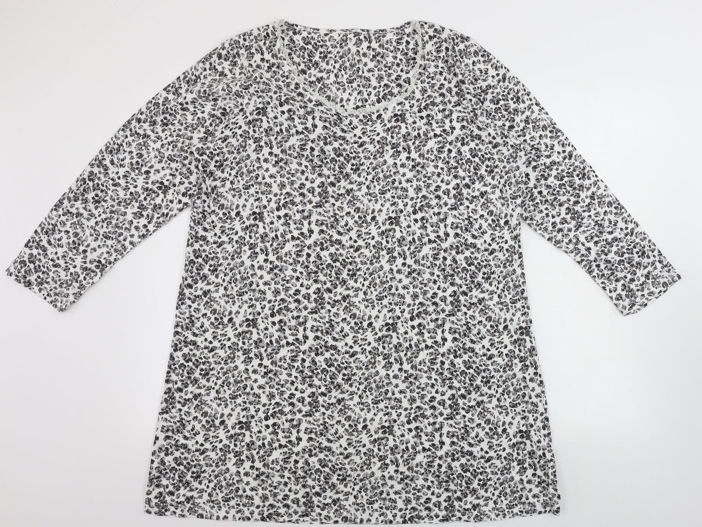 Marks and Spencer  Womens White Animal Print  Top Pyjama Top Size 16