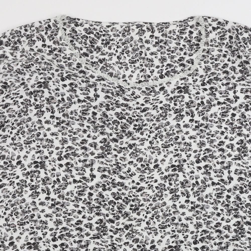 Marks and Spencer  Womens White Animal Print  Top Pyjama Top Size 16