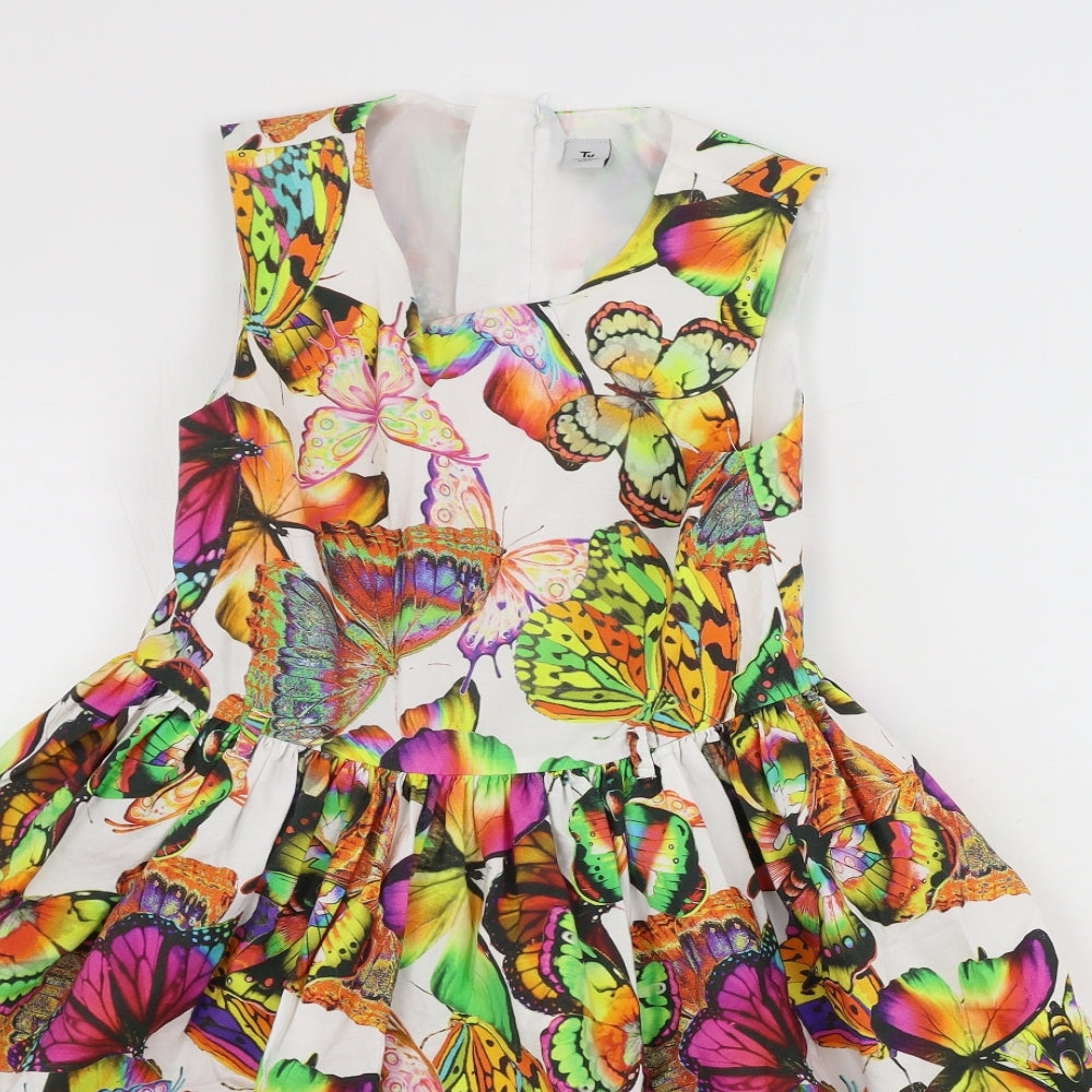 TU Girls White Animal Print  A-Line  Size 9 Years