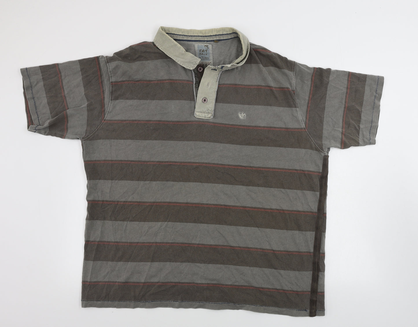 Fat Face Mens Brown Striped   Polo Size XL