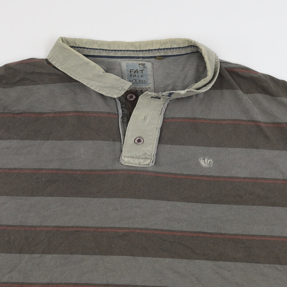 Fat Face Mens Brown Striped   Polo Size XL