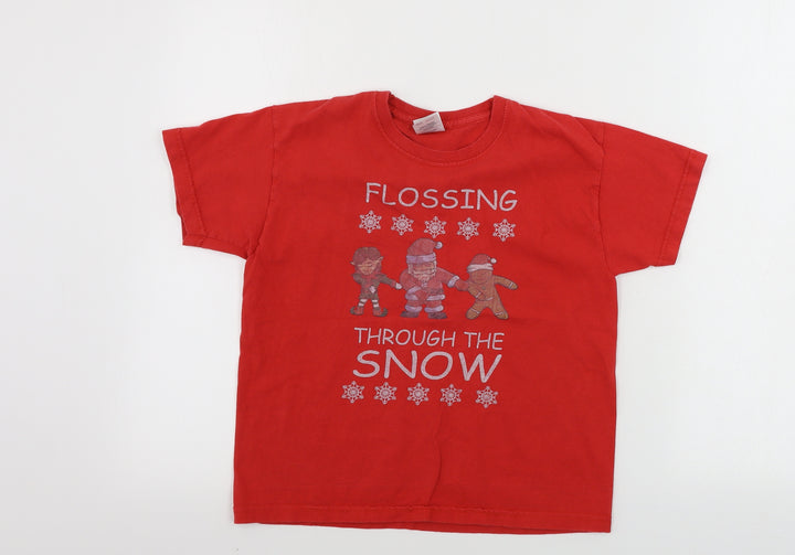 Fruit of the Loom  Boys Red   Basic T-Shirt Size 7-8 Years