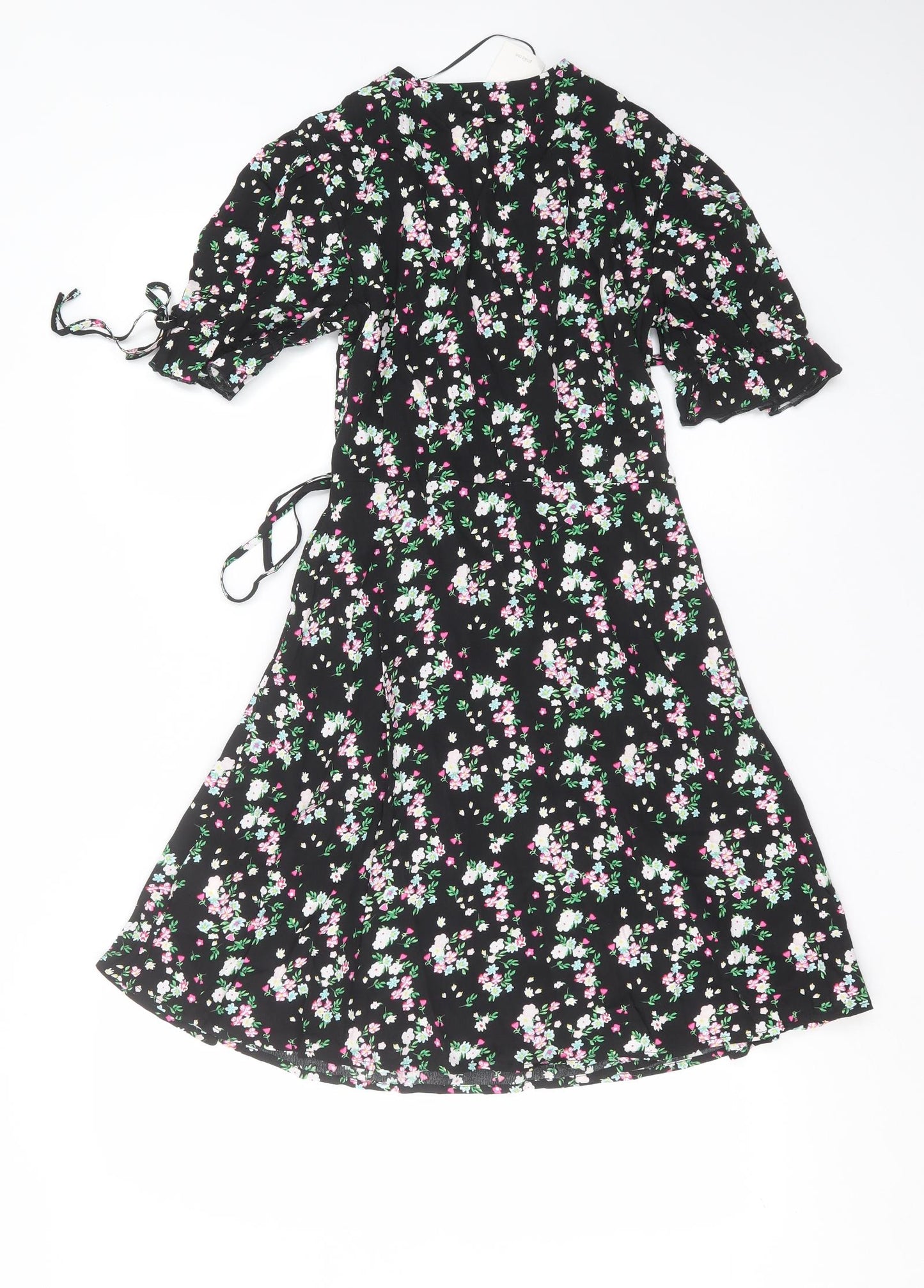 Collection Pimkie Womens Black Floral  Wrap Dress  Size 6