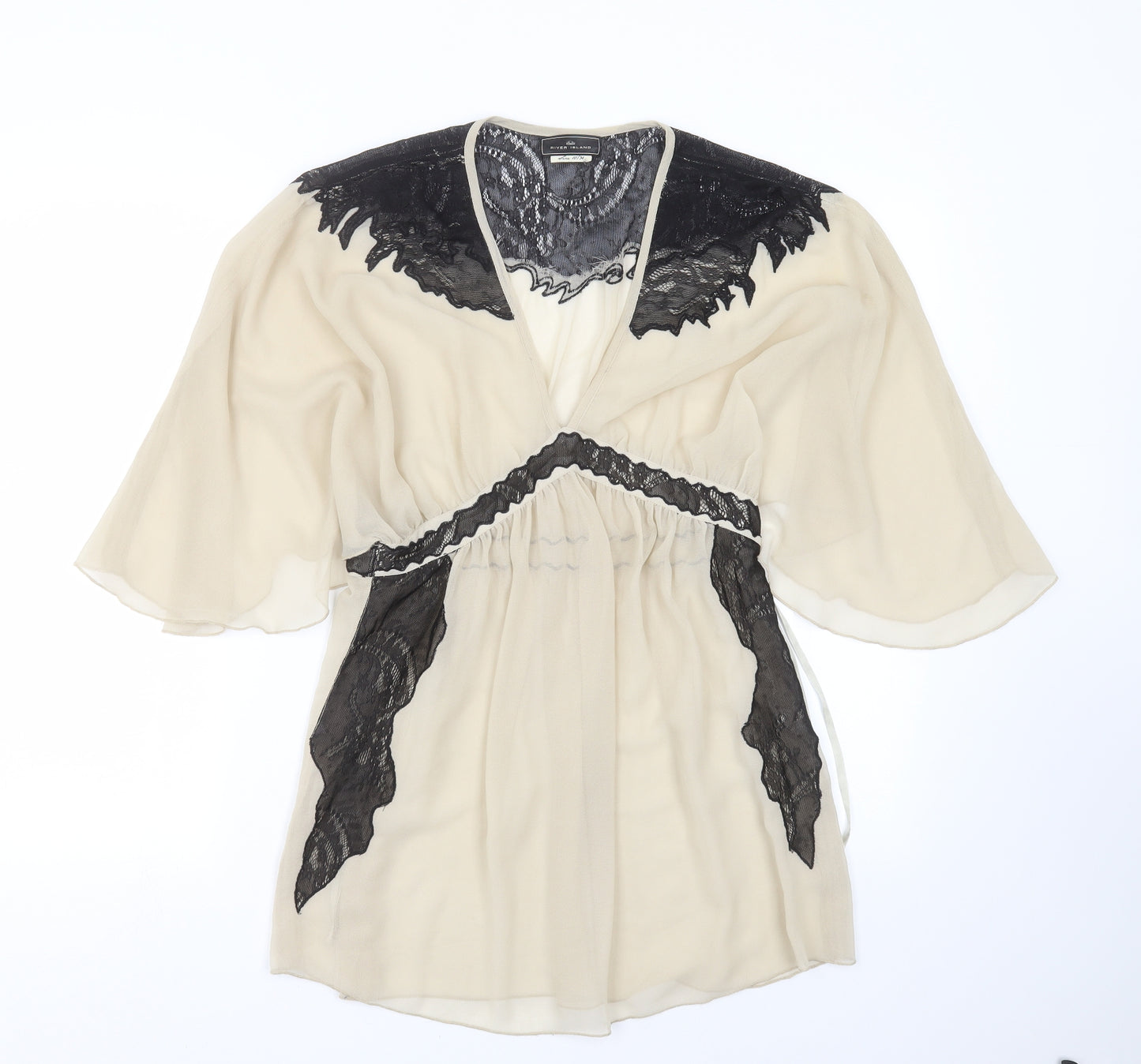 River Island Womens Beige   Basic Blouse Size 10  - lace detail