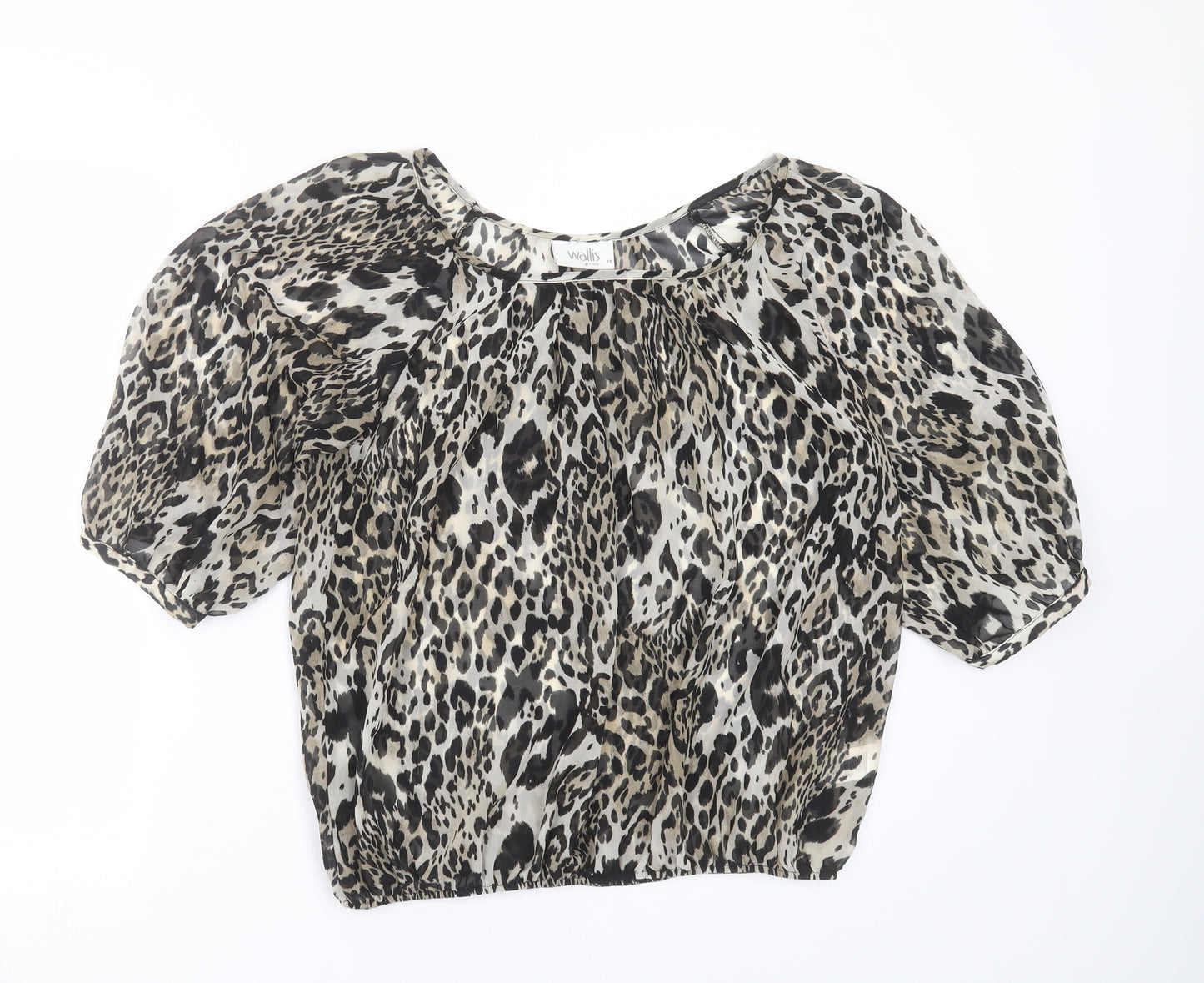 Wallis Womens Grey Animal Print  Basic Blouse Size M