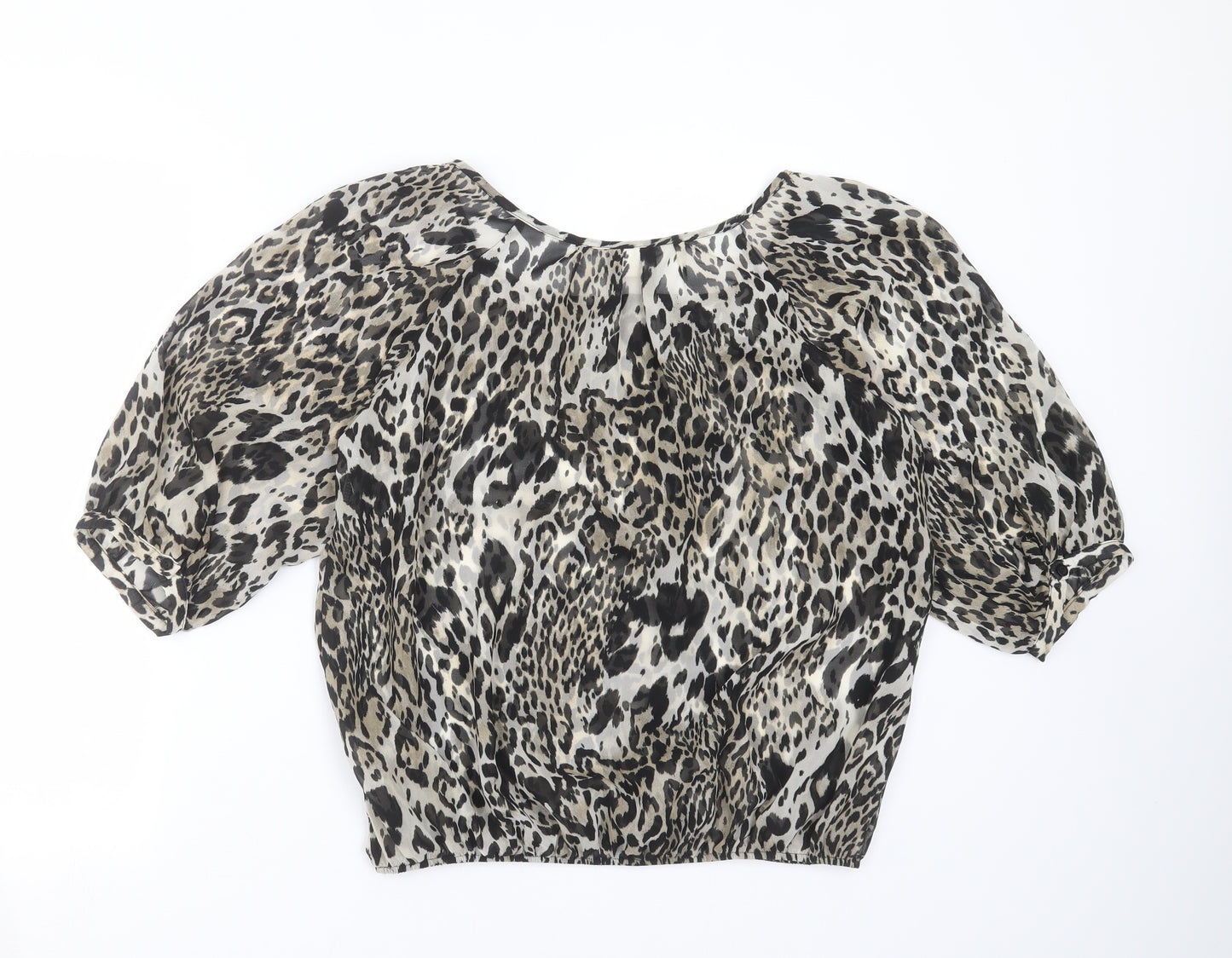 Wallis Womens Grey Animal Print  Basic Blouse Size M