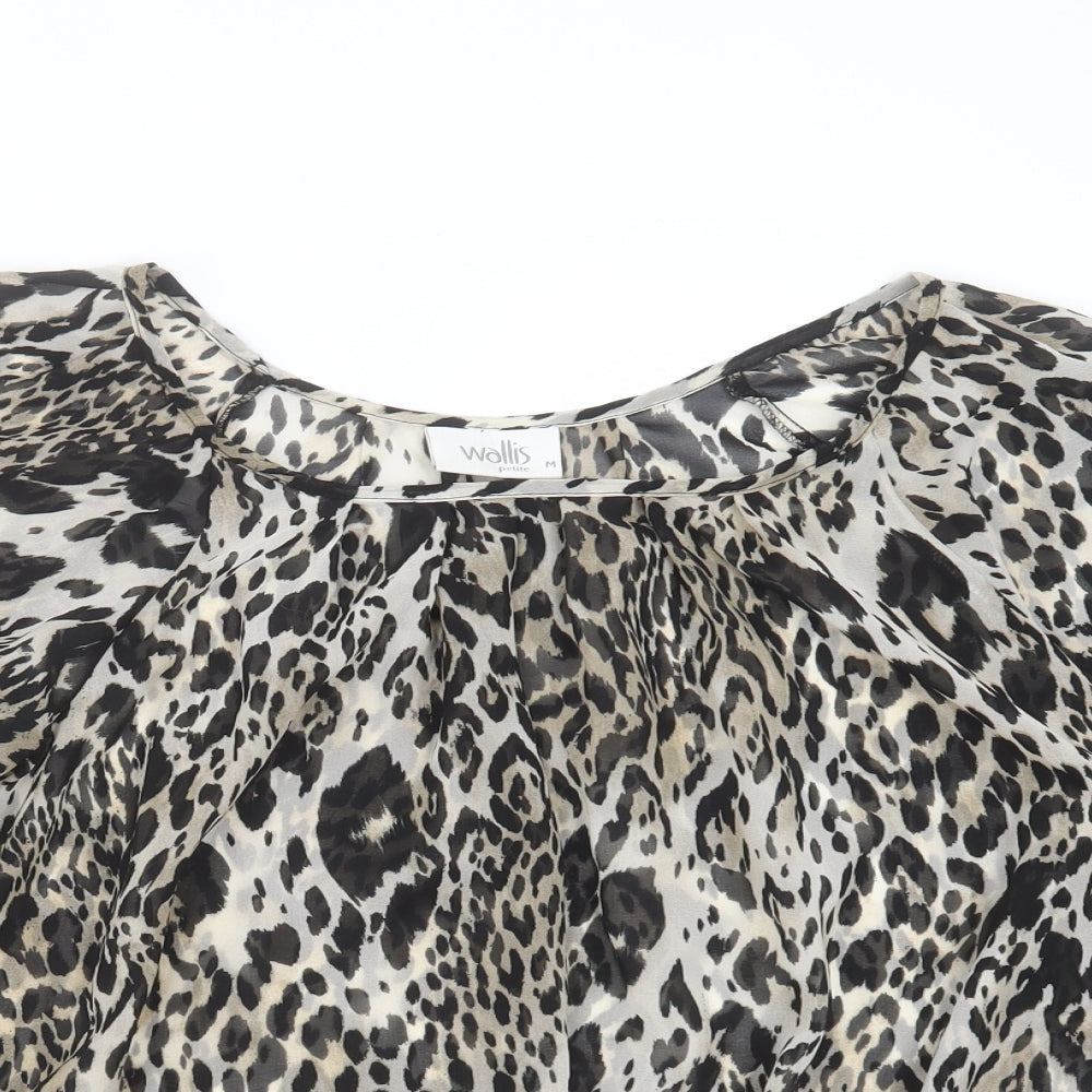 Wallis Womens Grey Animal Print  Basic Blouse Size M