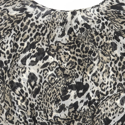 Wallis Womens Grey Animal Print  Basic Blouse Size M