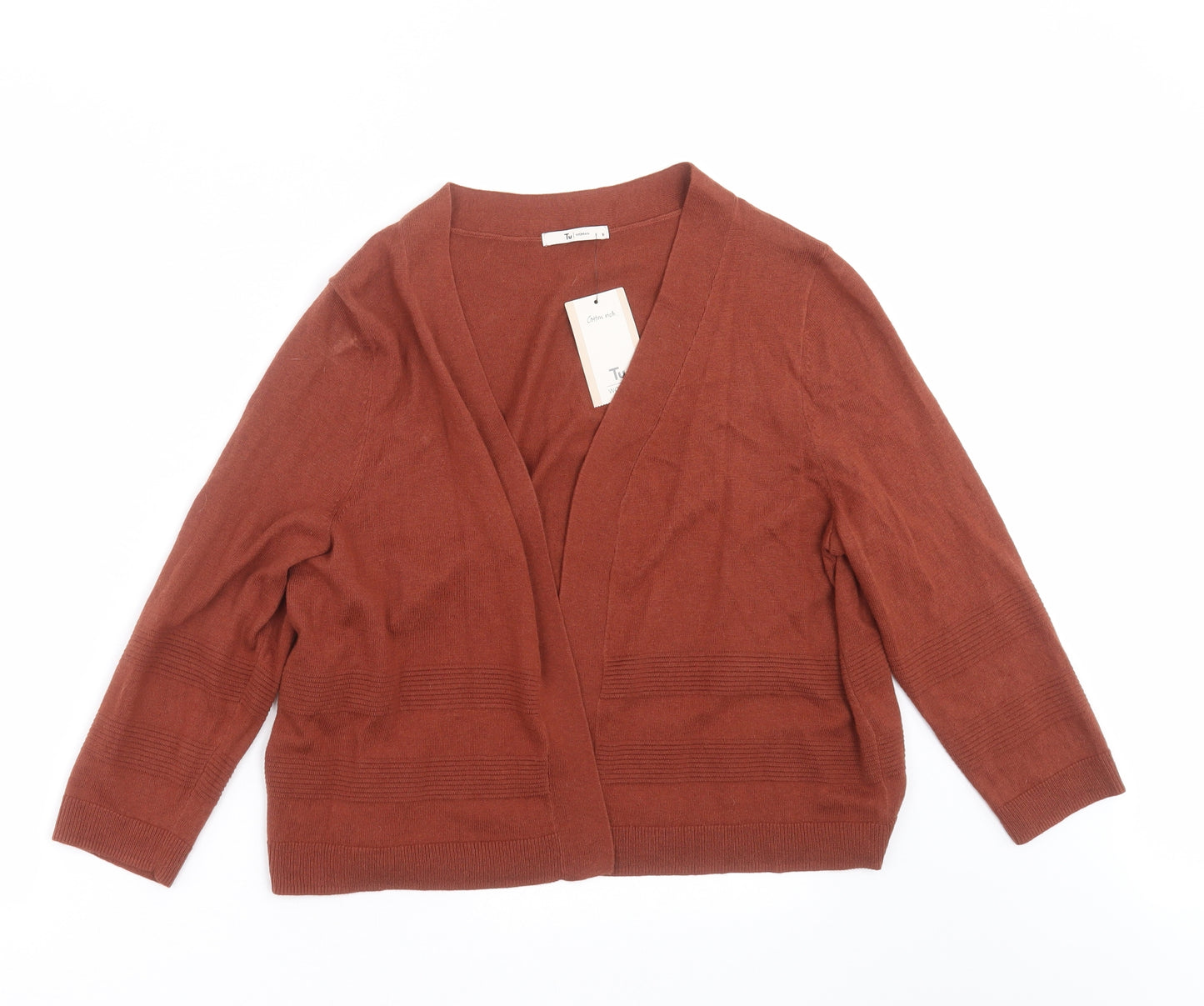 TU Womens Brown Striped Knit Cardigan Jumper Size 16