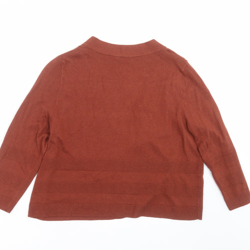 TU Womens Brown Striped Knit Cardigan Jumper Size 16