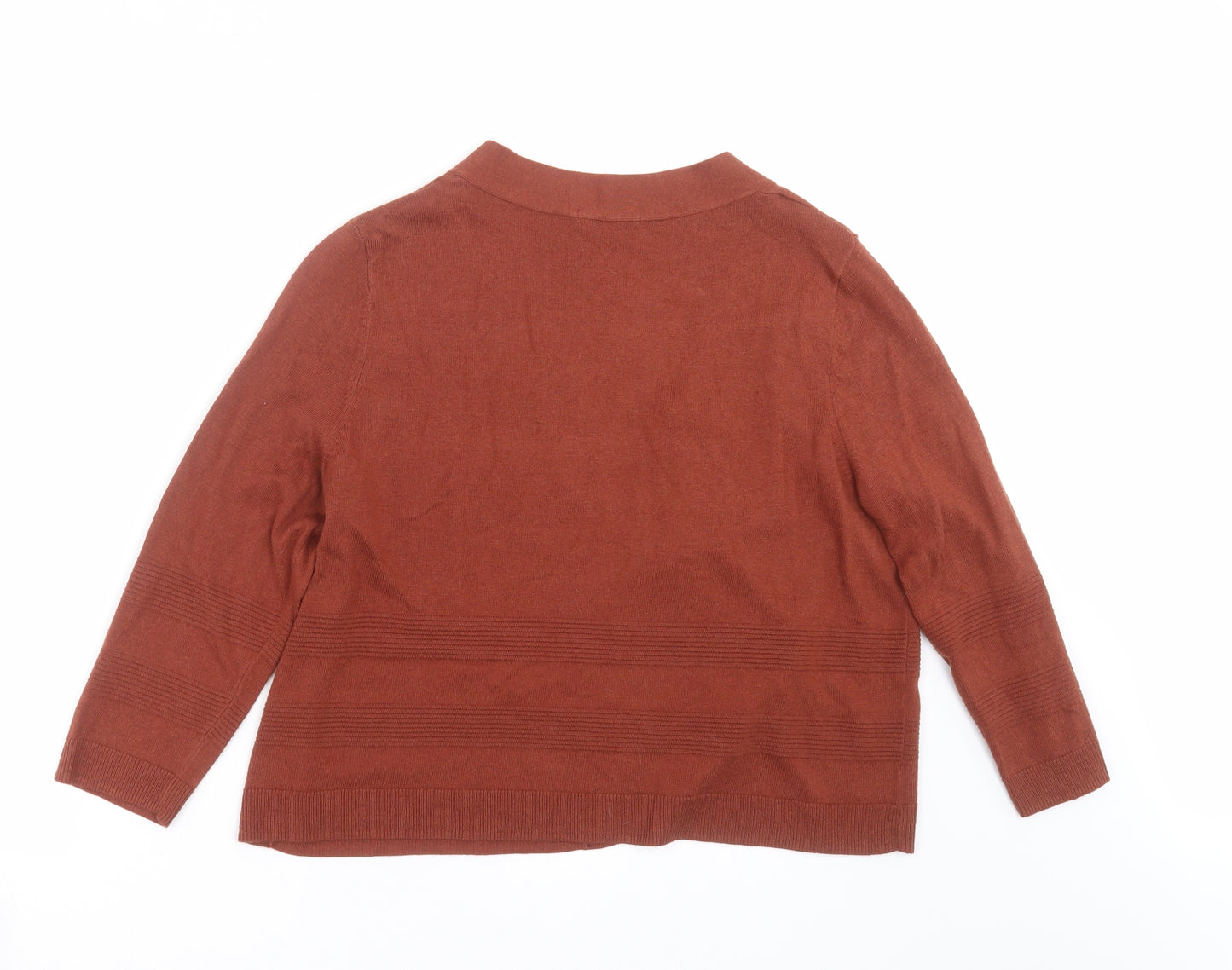TU Womens Brown Striped Knit Cardigan Jumper Size 16