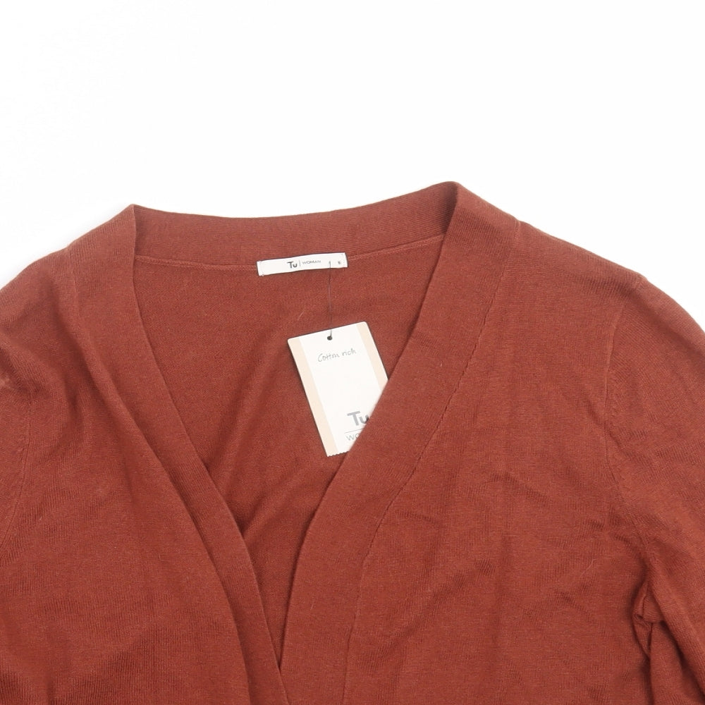 TU Womens Brown Striped Knit Cardigan Jumper Size 16