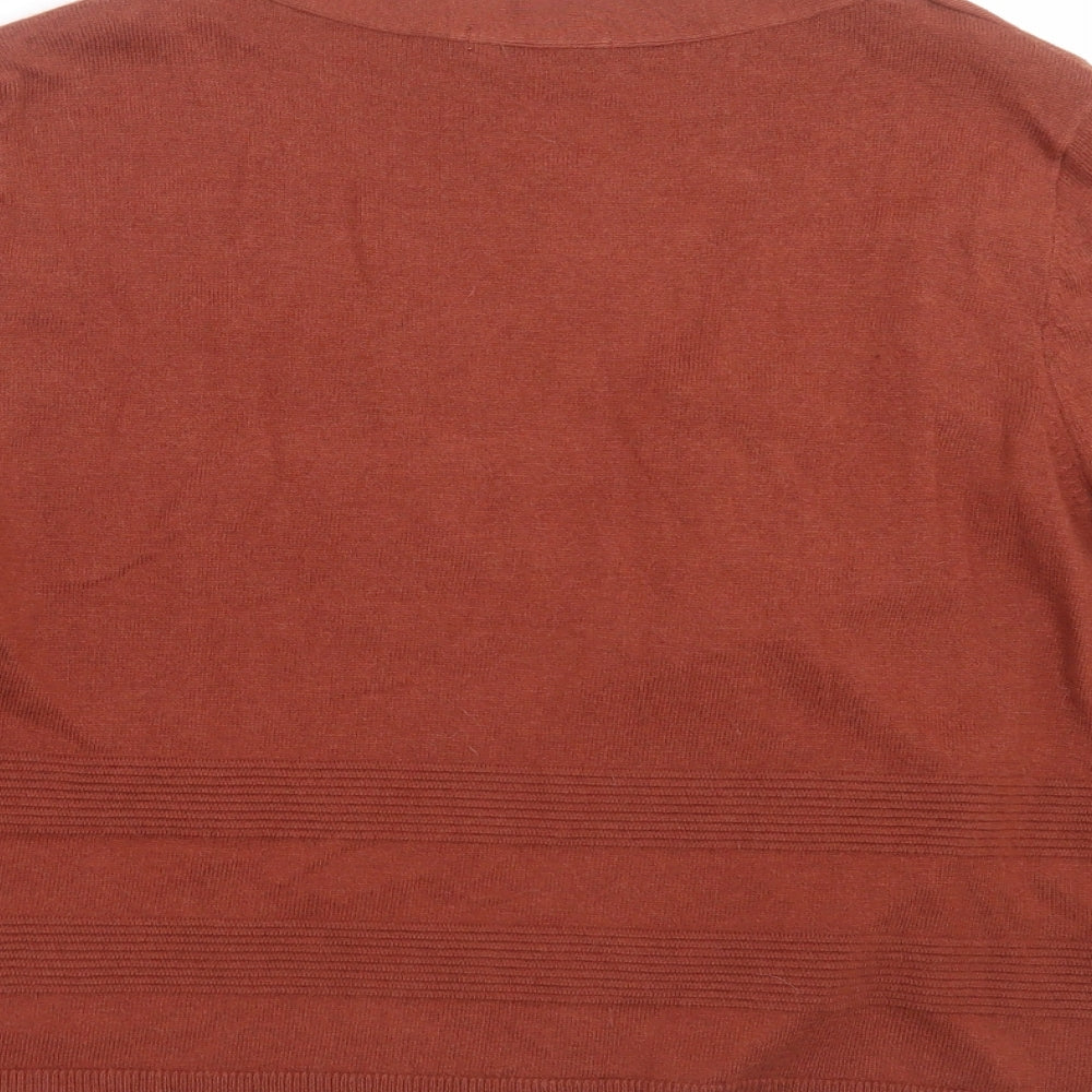 TU Womens Brown Striped Knit Cardigan Jumper Size 16