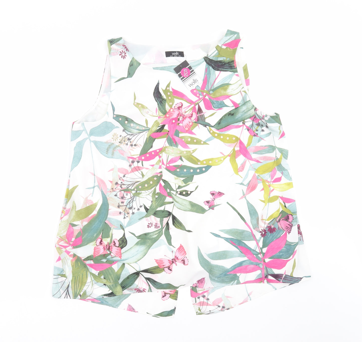 Wallis Womens White Floral  Basic Blouse Size 16