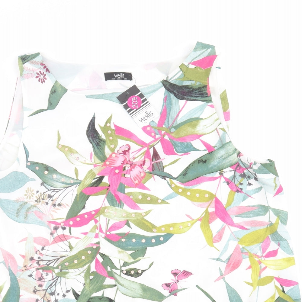 Wallis Womens White Floral  Basic Blouse Size 16