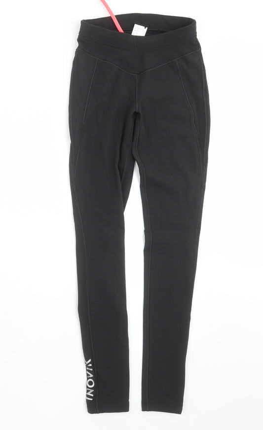 Front view of Decathlon women’s black compression leggings, size XS, 29-inch leg