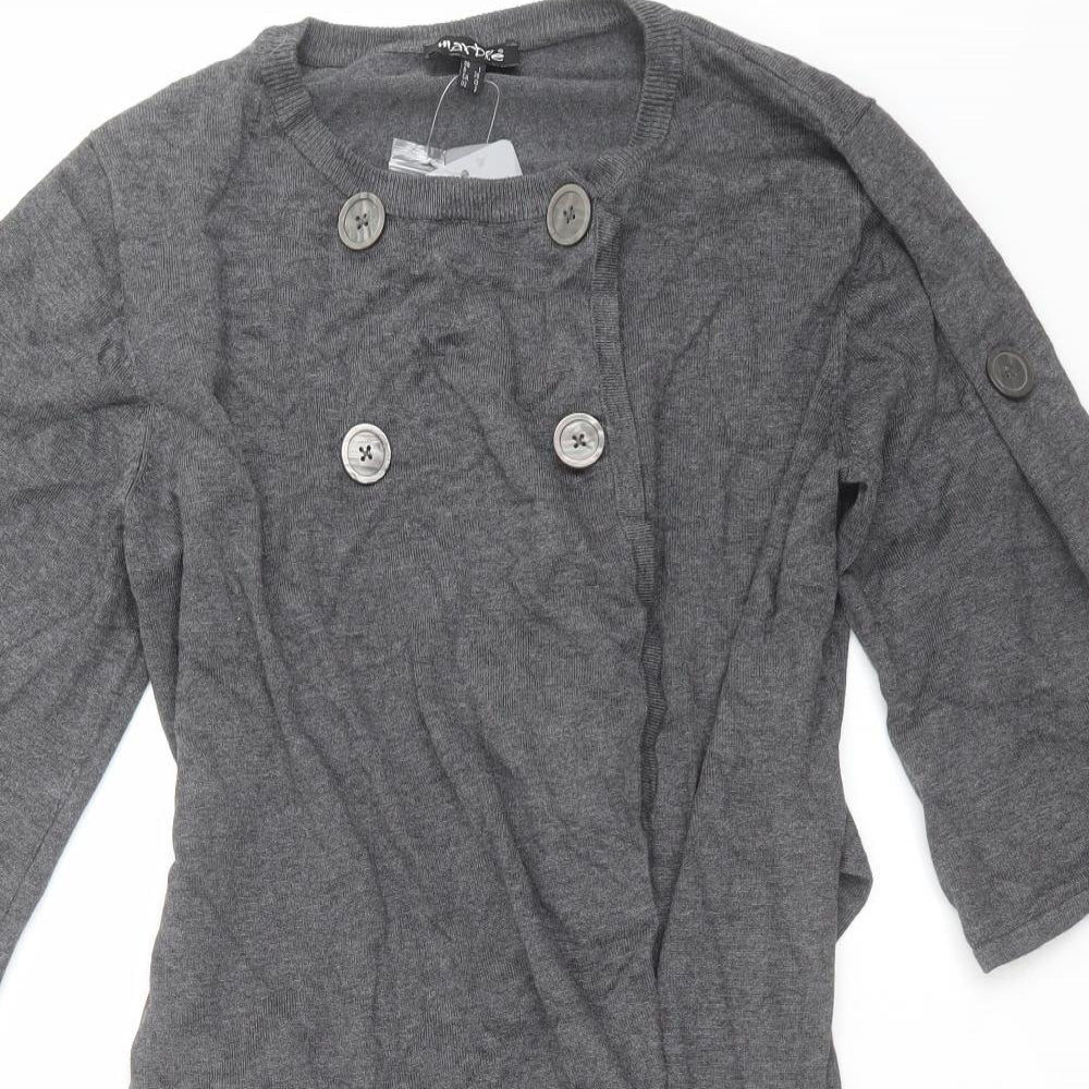 MARBLE Womens Grey  Knit Cardigan Jumper Size S