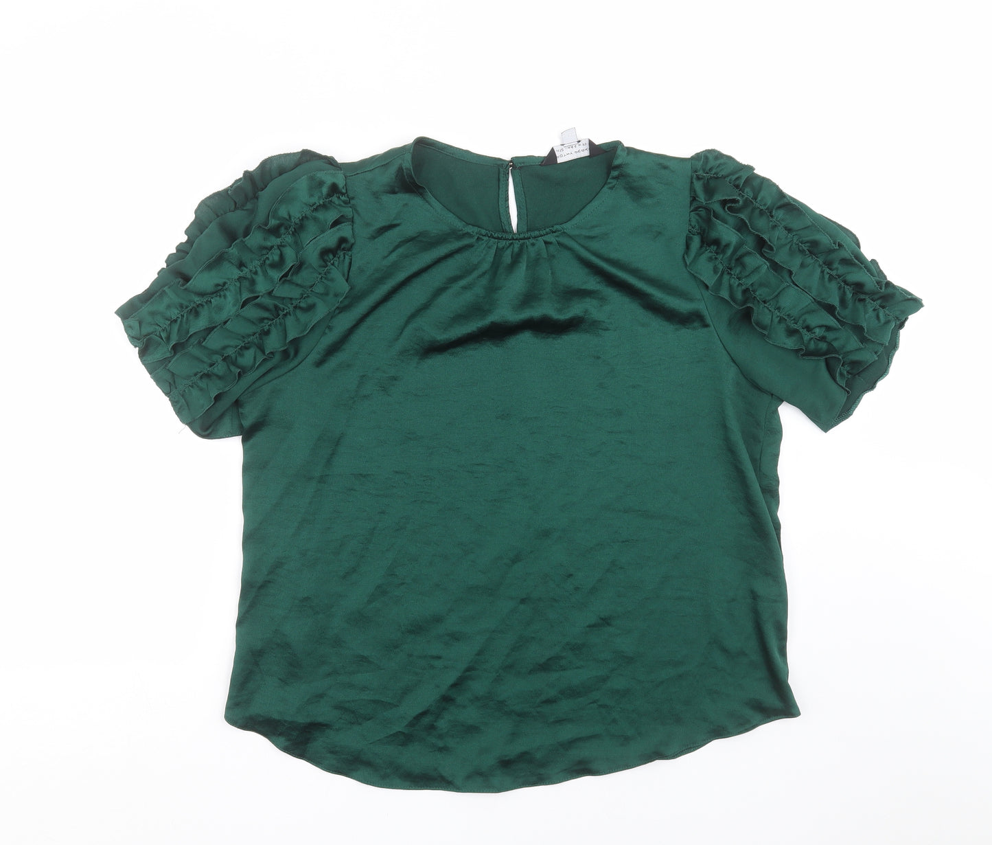 Dorothy Perkins Womens Green   Basic Blouse Size 16  - Ruffle detail