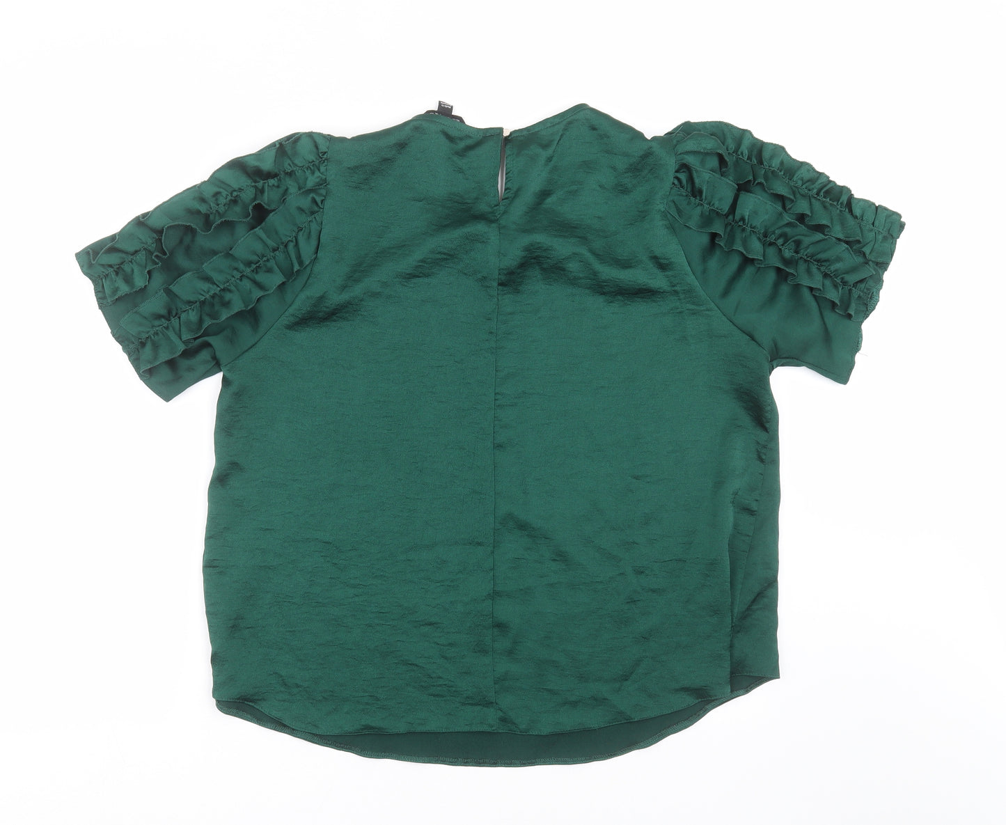 Dorothy Perkins Womens Green   Basic Blouse Size 16  - Ruffle detail