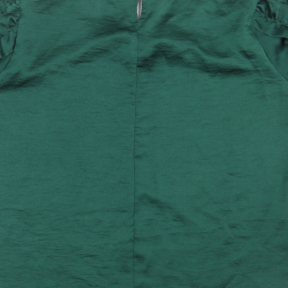 Dorothy Perkins Womens Green   Basic Blouse Size 16  - Ruffle detail