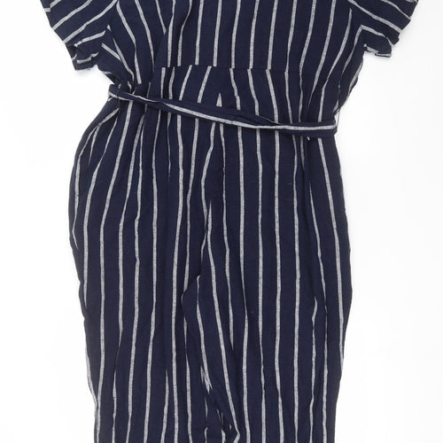 Marks and Spencer Womens Blue Striped  Jumpsuit One-Piece Size 22 L25 in