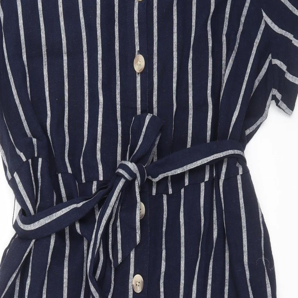 Marks and Spencer Womens Blue Striped  Jumpsuit One-Piece Size 22 L25 in