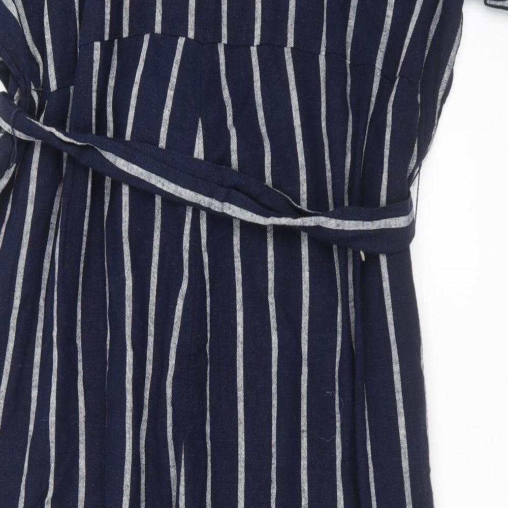 Marks and Spencer Womens Blue Striped  Jumpsuit One-Piece Size 22 L25 in