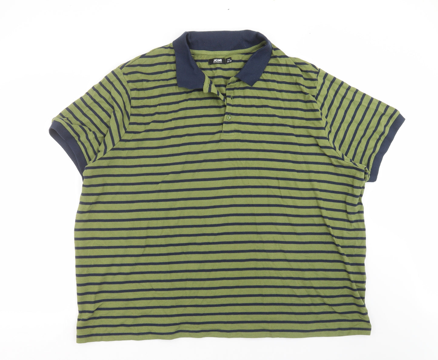 Jacamo Mens Green Striped   Polo Size 3XL