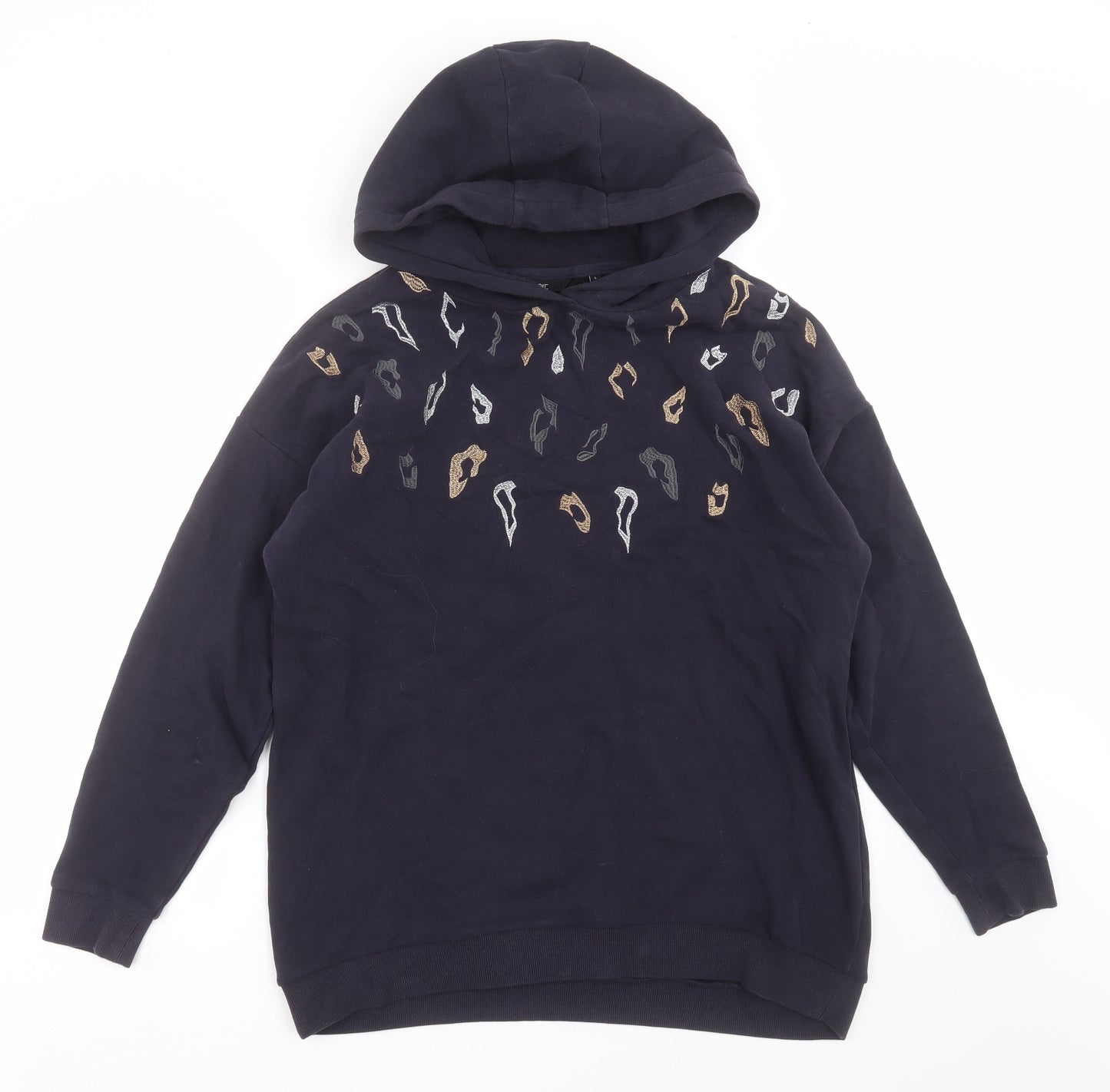 NEXT Mens Blue Geometric  Pullover Hoodie Size L  - Embroidered detail