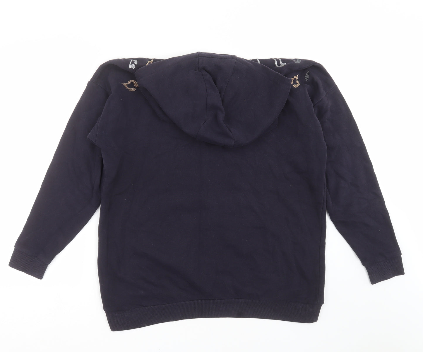 NEXT Mens Blue Geometric  Pullover Hoodie Size L  - Embroidered detail