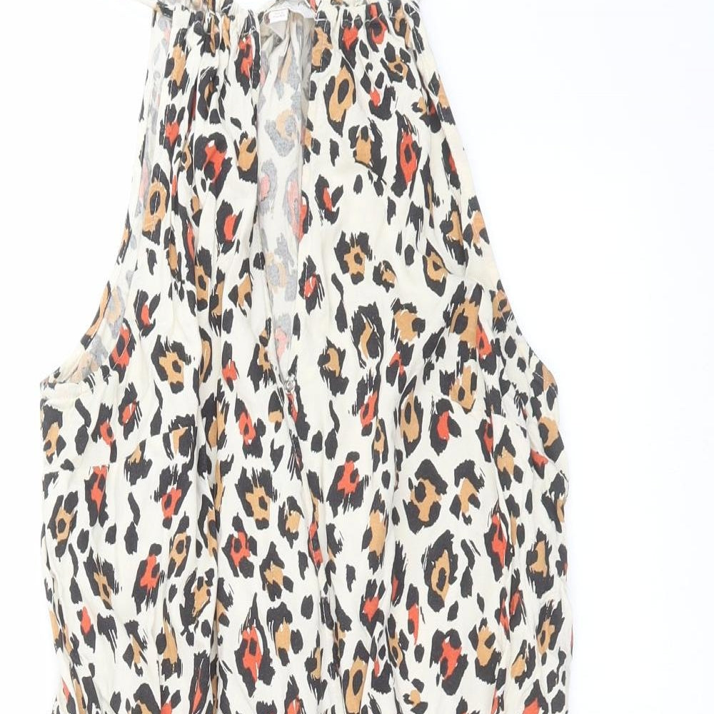 F&F Womens Beige Animal Print  Playsuit One-Piece Size 12