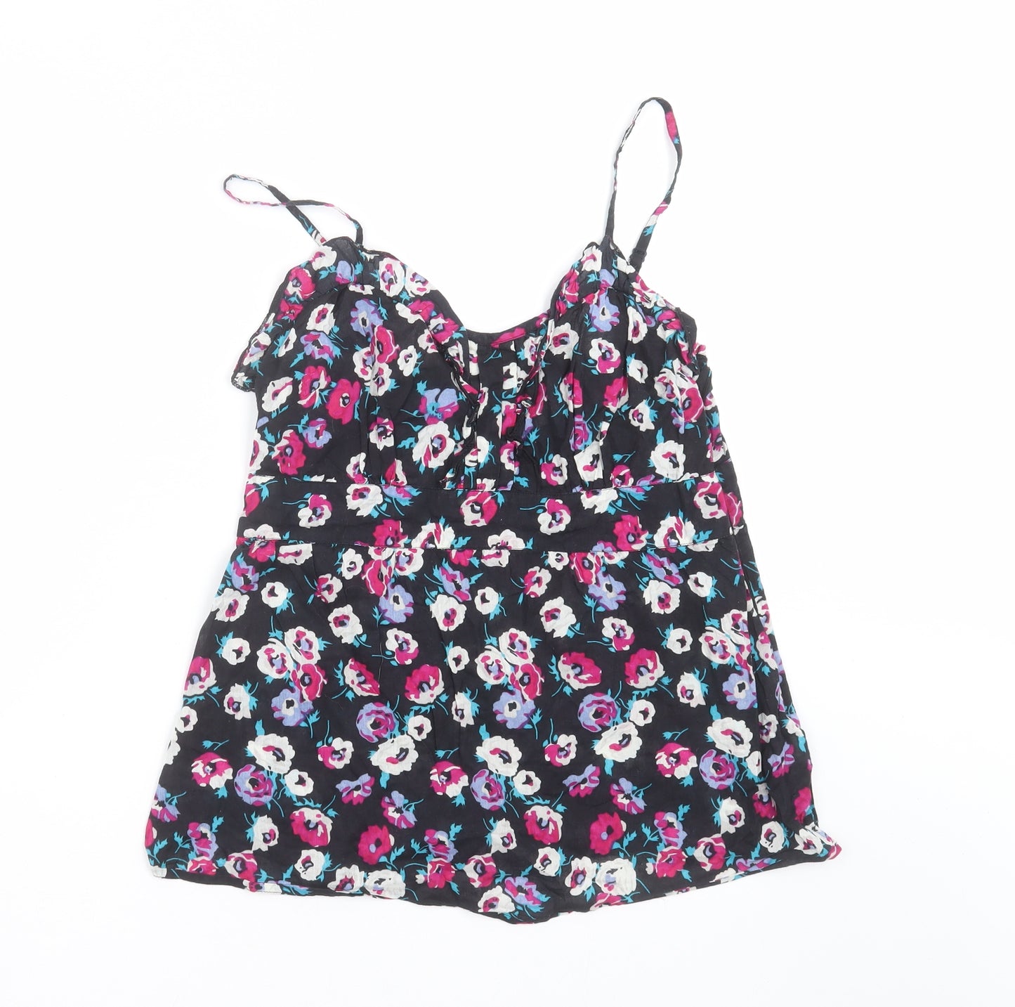 Oasis Womens Black Floral  Camisole Blouse Size 12
