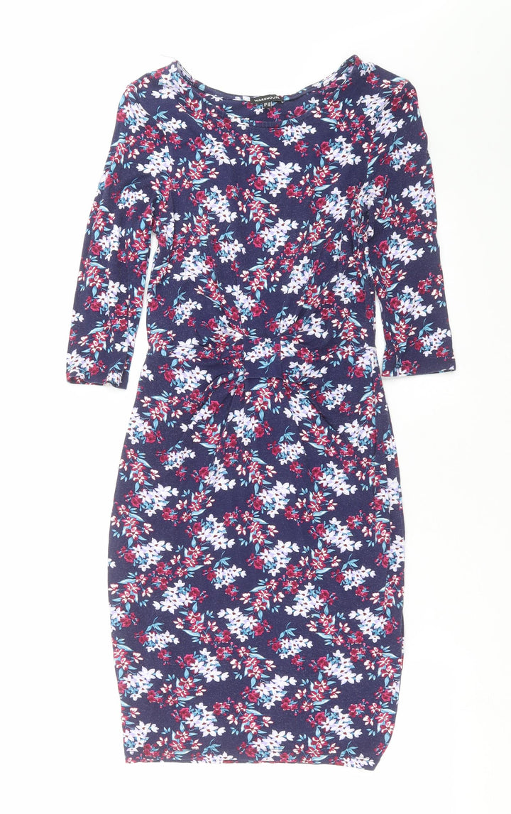 Warehouse Womens Blue Floral Shift Size 10