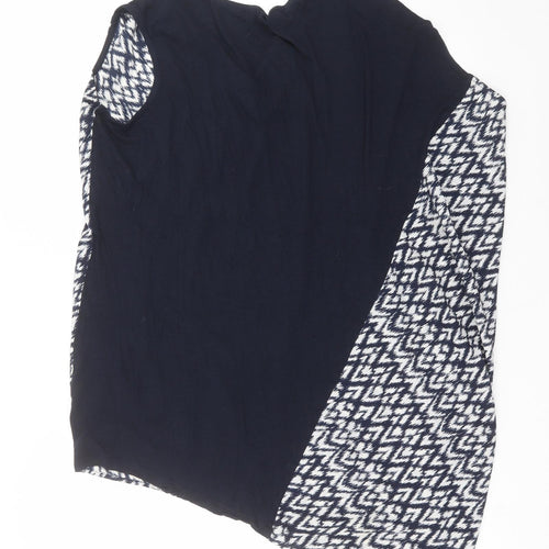 TU Womens Blue Geometric  Basic Blouse Size 12  - Asymmetric Hem