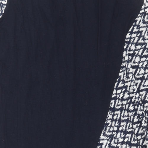 TU Womens Blue Geometric  Basic Blouse Size 12  - Asymmetric Hem