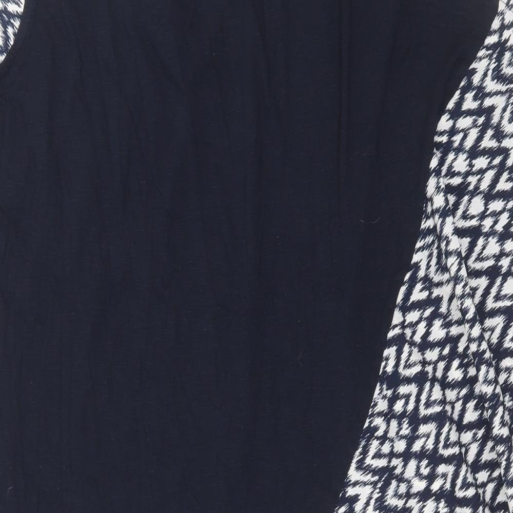 TU Womens Blue Geometric  Basic Blouse Size 12  - Asymmetric Hem