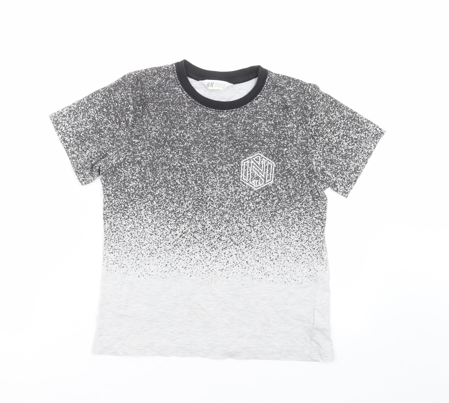 H&M Boys Grey   Basic T-Shirt Size 9-10 Years  - speckled print