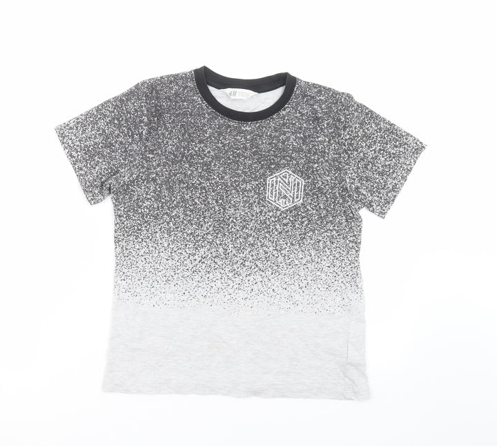 H&M Boys Grey   Basic T-Shirt Size 9-10 Years  - speckled print