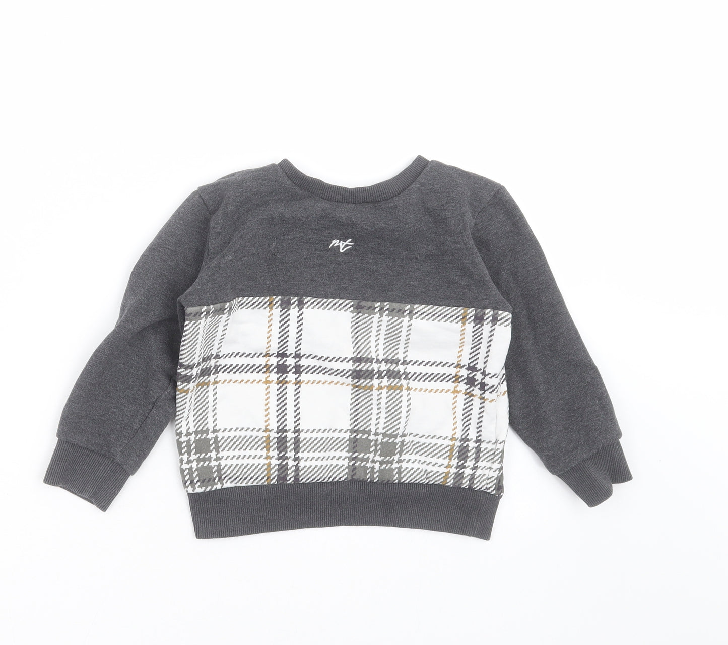 NEXT Boys Grey Check  Pullover Sweatshirt Size 3-4 Years
