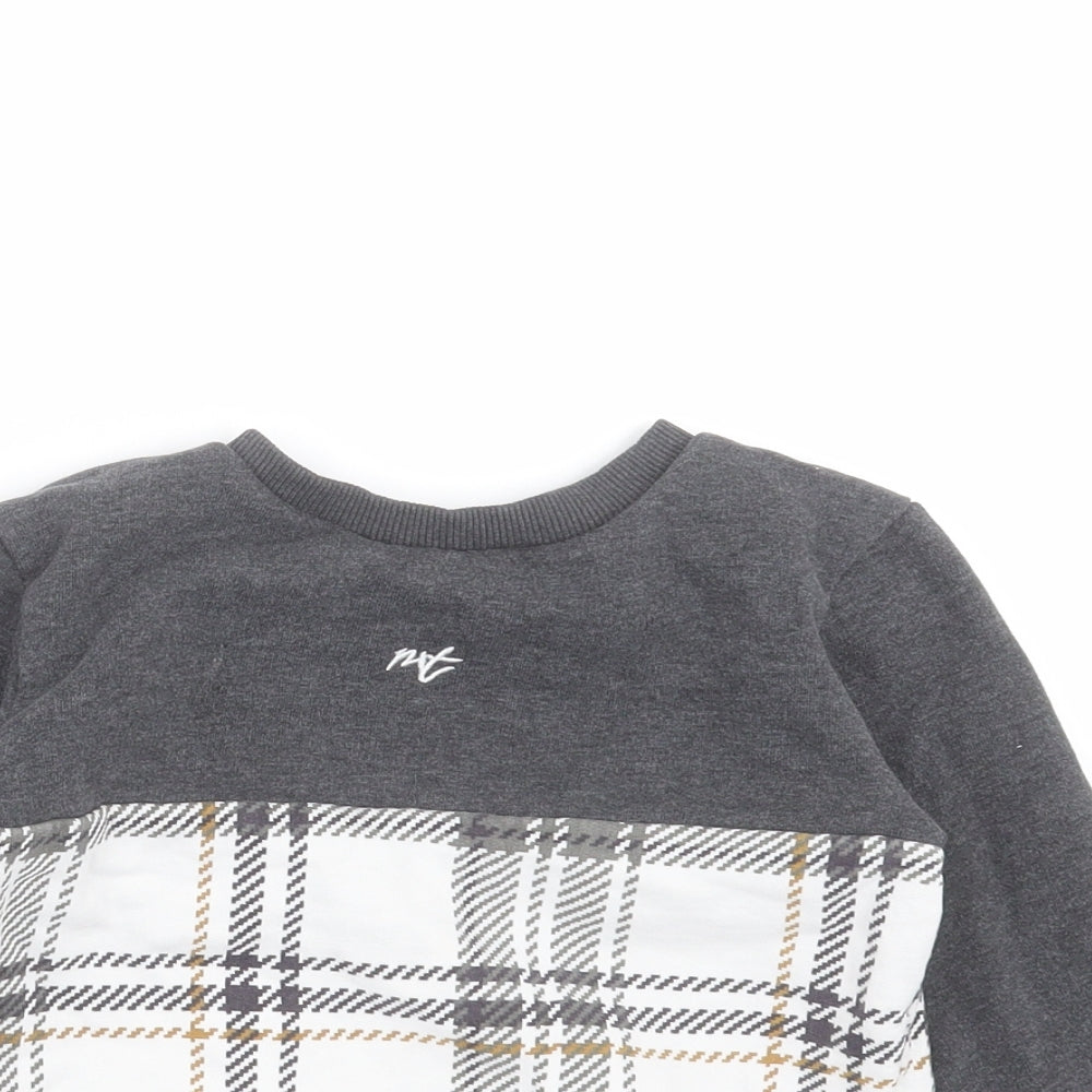 NEXT Boys Grey Check  Pullover Sweatshirt Size 3-4 Years